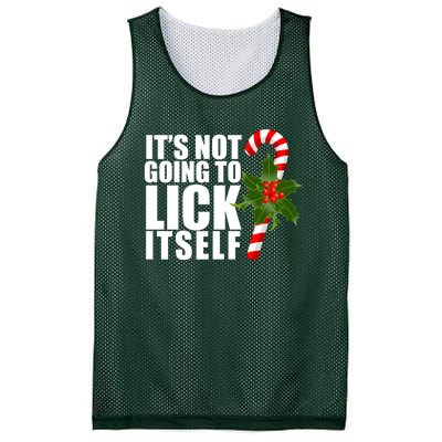 It's Not Going To Lick Itself Funny Candy Cane Christmas Mesh Reversible Basketball Jersey Tank