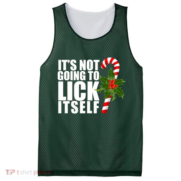 It's Not Going To Lick Itself Funny Candy Cane Christmas Mesh Reversible Basketball Jersey Tank