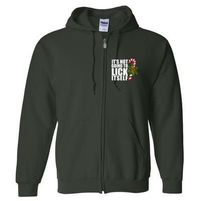 It's Not Going To Lick Itself Funny Candy Cane Christmas Full Zip Hoodie
