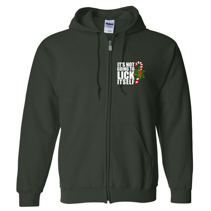 It's Not Going To Lick Itself Funny Candy Cane Christmas Full Zip Hoodie