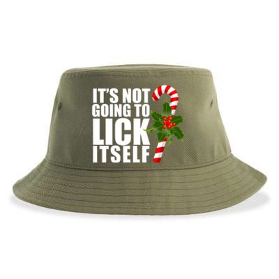 It's Not Going To Lick Itself Funny Candy Cane Christmas Sustainable Bucket Hat