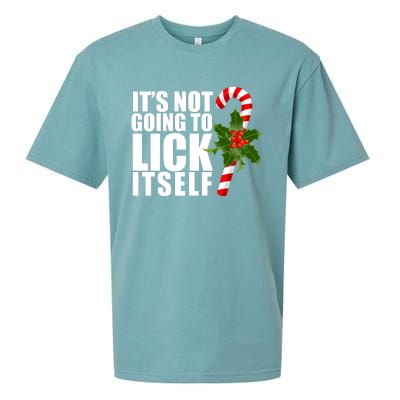 It's Not Going To Lick Itself Funny Candy Cane Christmas Sueded Cloud Jersey T-Shirt