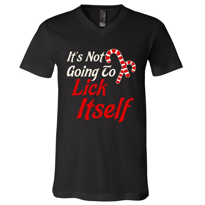 ItS Not Going To Lick Itself Adult Short Sleeve Funny Christmas V-Neck T-Shirt