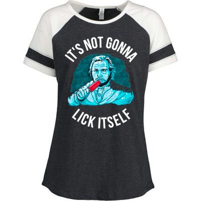 It's Not Gonna Lick Itself Funny Popsicle Enza Ladies Jersey Colorblock Tee