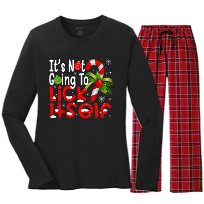 It's Not Going To Lick Itself Christmas Candy Cane Gifts TShirt Women's Long Sleeve Flannel Pajama Set 