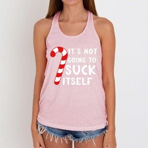 Its Not Going To Suck Itself Candy Cane Funny Christmas Joke Meaningful Gift Women's Knotted Racerback Tank