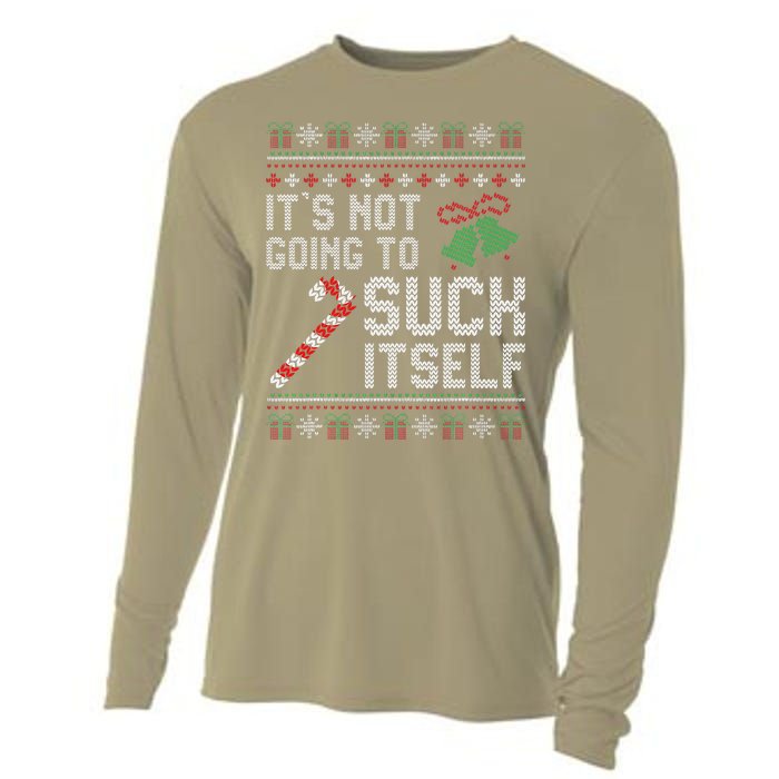 ItS Not Going To Suck Itself Candy Cane Ugly Xmas Sweaters Cooling Performance Long Sleeve Crew