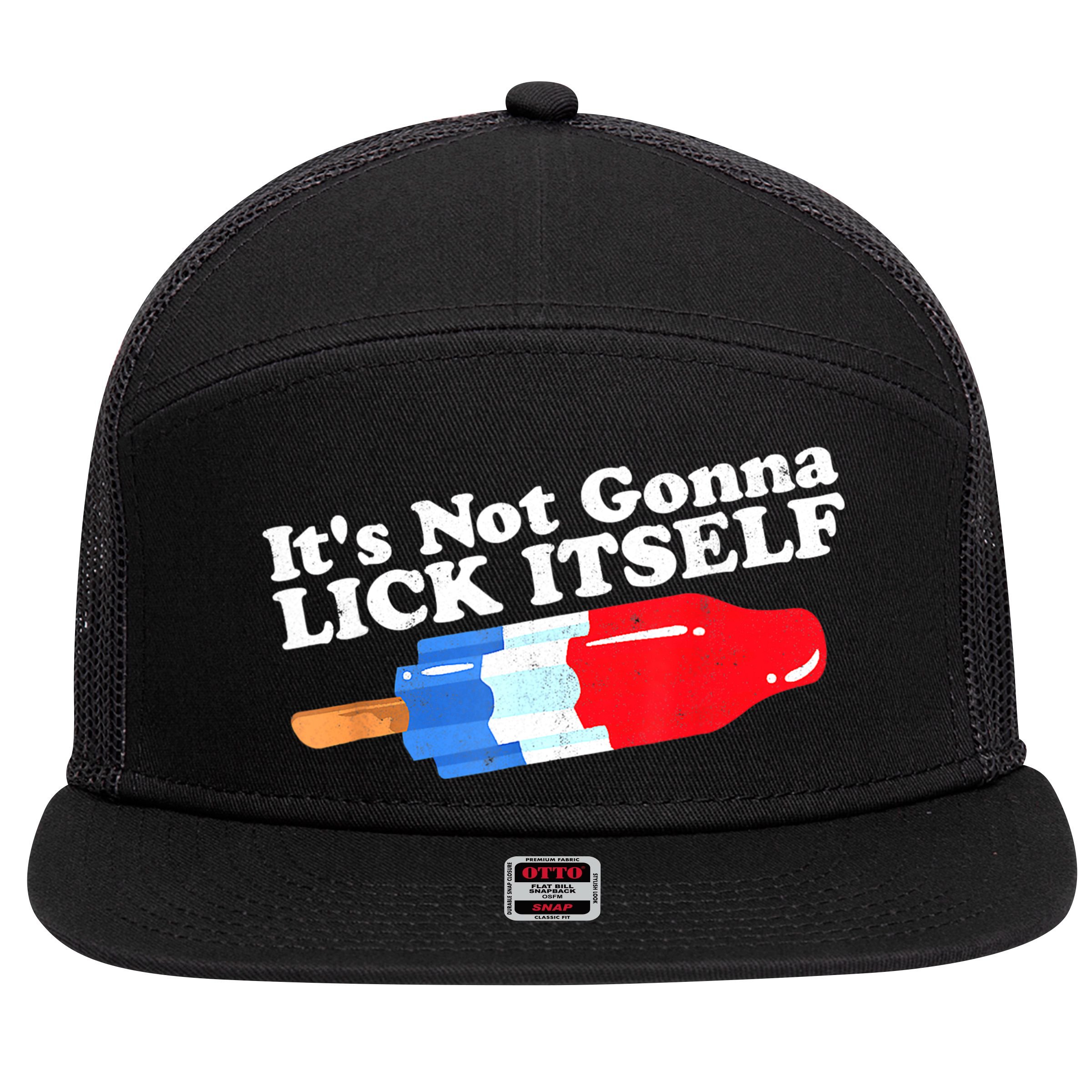 Its Not Gonna Lick Itself Funny Popsicle 4th Of July Gifts 7 Panel Mesh Trucker Snapback Hat