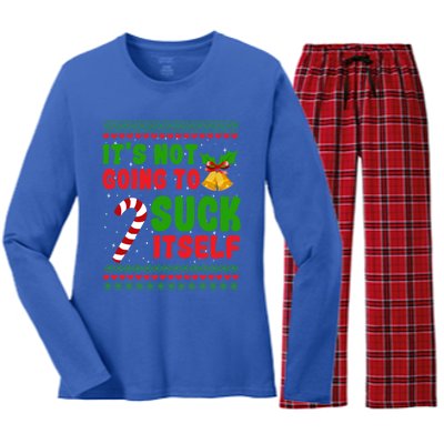 ItS Not Going To Suck Itself Christmas Funny Candy Cane Gift Women's Long Sleeve Flannel Pajama Set 