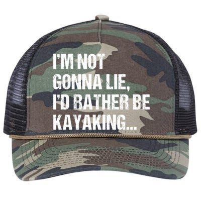 IM Not Gonna Lie ID Rather Be Kayaking Rowing Canoe Kayak Funny Gift Retro Rope Trucker Hat Cap