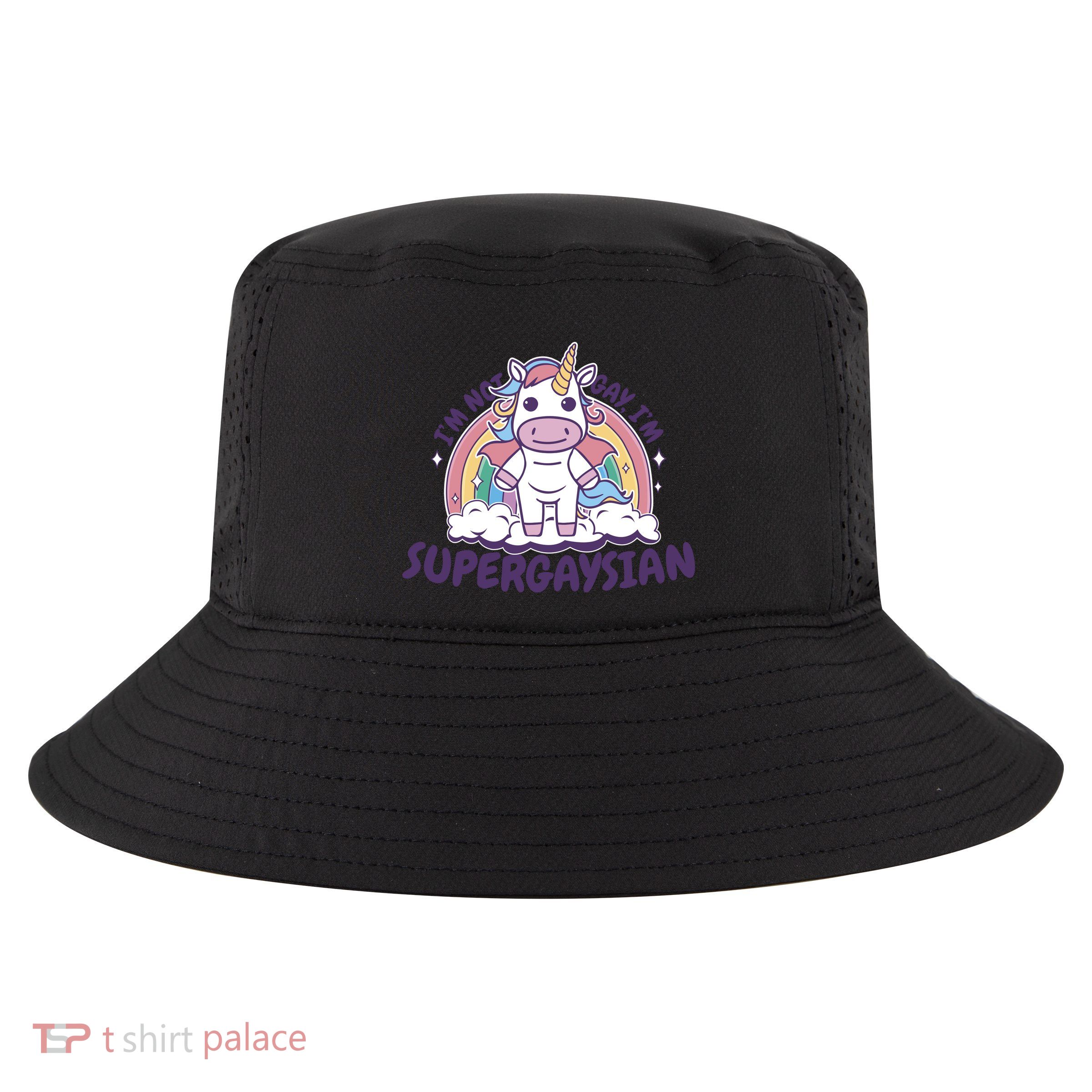 I'm Not Gay I'm Supergaysian Unicorn Lgbt With Rainbow Cool Comfort Performance Bucket Hat