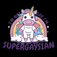 I'm Not Gay I'm Supergaysian Unicorn Lgbt With Rainbow 7-Panel Snapback Hat