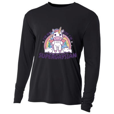 I'm Not Gay I'm Supergaysian Unicorn Lgbt With Rainbow Cooling Performance Long Sleeve Crew