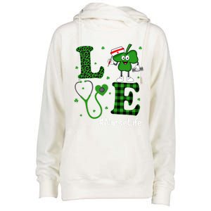 Irish Nurse Gift St Patricks Day Love Nurse Life Irish Cute Gift Womens Funnel Neck Pullover Hood