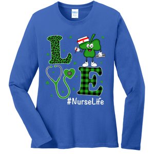 Irish Nurse Gift St Patricks Day Love Nurse Life Irish Cute Gift Ladies Long Sleeve Shirt