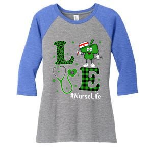 Irish Nurse Gift St Patricks Day Love Nurse Life Irish Cute Gift Women's Tri-Blend 3/4-Sleeve Raglan Shirt