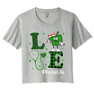 Irish Nurse Gift St Patricks Day Love Nurse Life Irish Cute Gift Women's Crop Top Tee