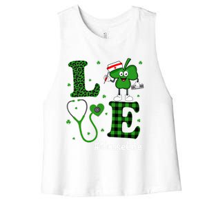 Irish Nurse Gift St Patricks Day Love Nurse Life Irish Cute Gift Women's Racerback Cropped Tank