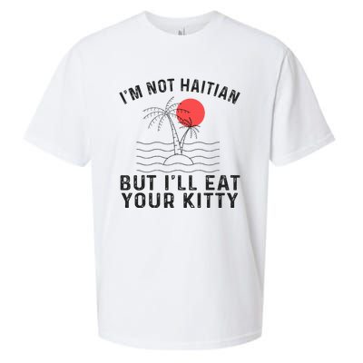 IM Not Haitian But ILl Eat Your Kitty Retro Coconut Tree Sueded Cloud Jersey T-Shirt