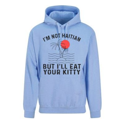 IM Not Haitian But ILl Eat Your Kitty Retro Coconut Tree Unisex Surf Hoodie