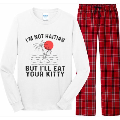 IM Not Haitian But ILl Eat Your Kitty Retro Coconut Tree Long Sleeve Pajama Set