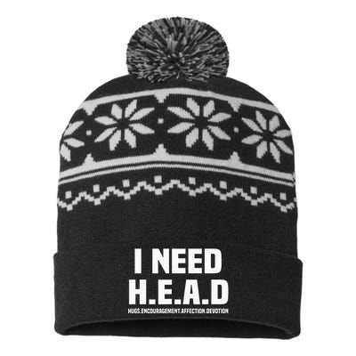 I Need H.E.A.D Hugs. Encouragement. Affection. Devotion USA-Made Snowflake Beanie