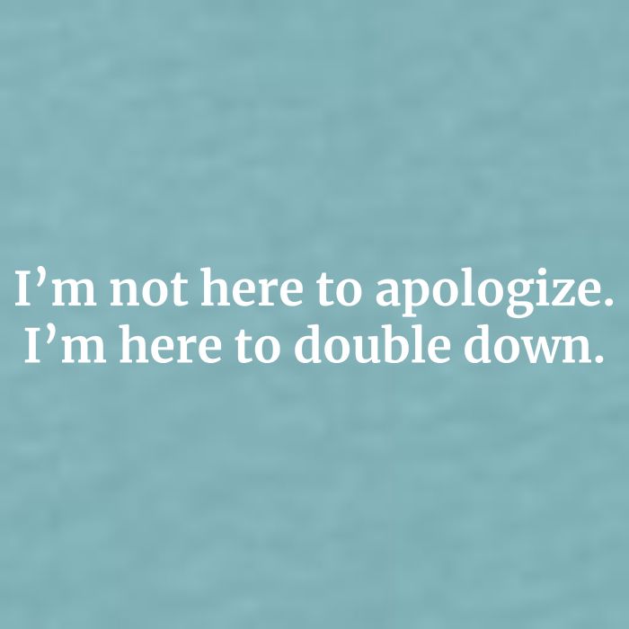 I’M Not Here To Apologize I’M Here To Double Down Sueded Cloud Jersey T-Shirt