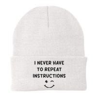 I Never Have To Repeat Instructions Teacher White Lie Party Knit Cap Winter Beanie