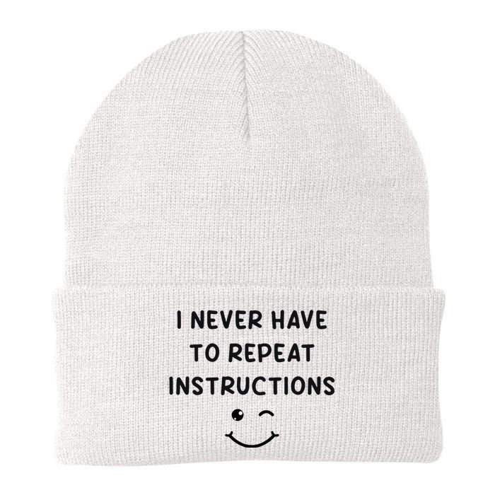 I Never Have To Repeat Instructions Teacher White Lie Party Knit Cap Winter Beanie