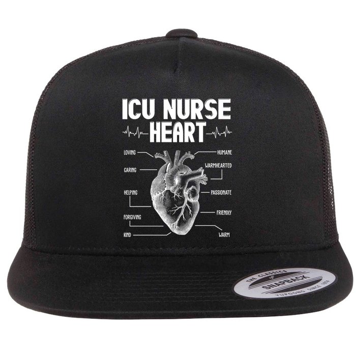 ICU Nurse Heart Flat Bill Trucker Hat