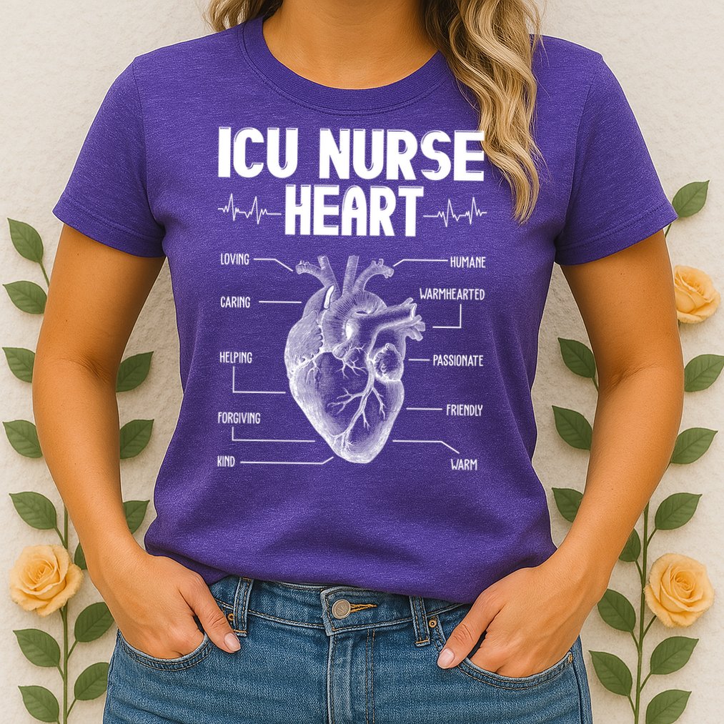 ICU Nurse Heart Womens T-Shirt