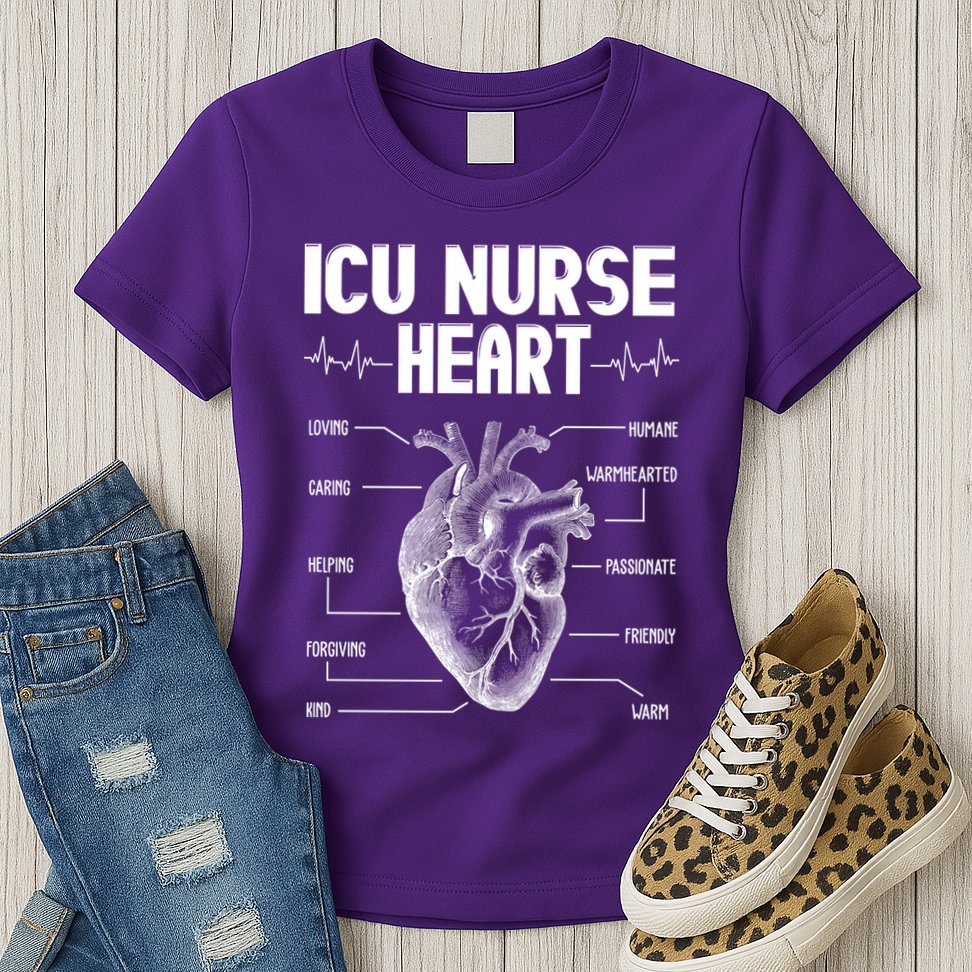 ICU Nurse Heart Womens T-Shirt