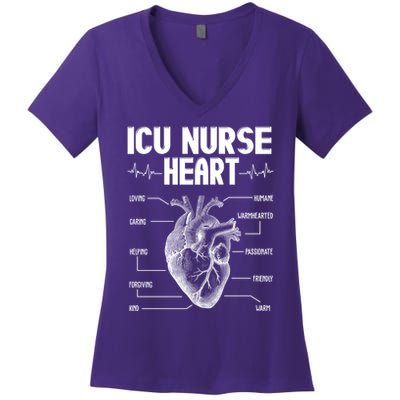 ICU Nurse Heart Women's V-Neck T-Shirt