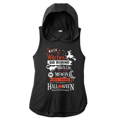 Its Near Halloween Witches Go Riding Festive Ladies PosiCharge Tri-Blend Wicking Draft Hoodie Tank