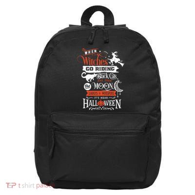 Its Near Halloween Witches Go Riding Festive 16 in Basic Backpack