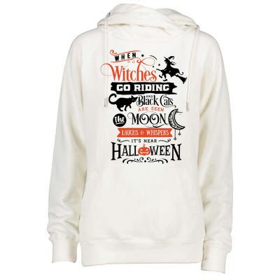 Its Near Halloween Witches Go Riding Festive Womens Funnel Neck Pullover Hood