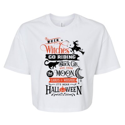 Its Near Halloween Witches Go Riding Festive Bella+Canvas Jersey Crop Tee