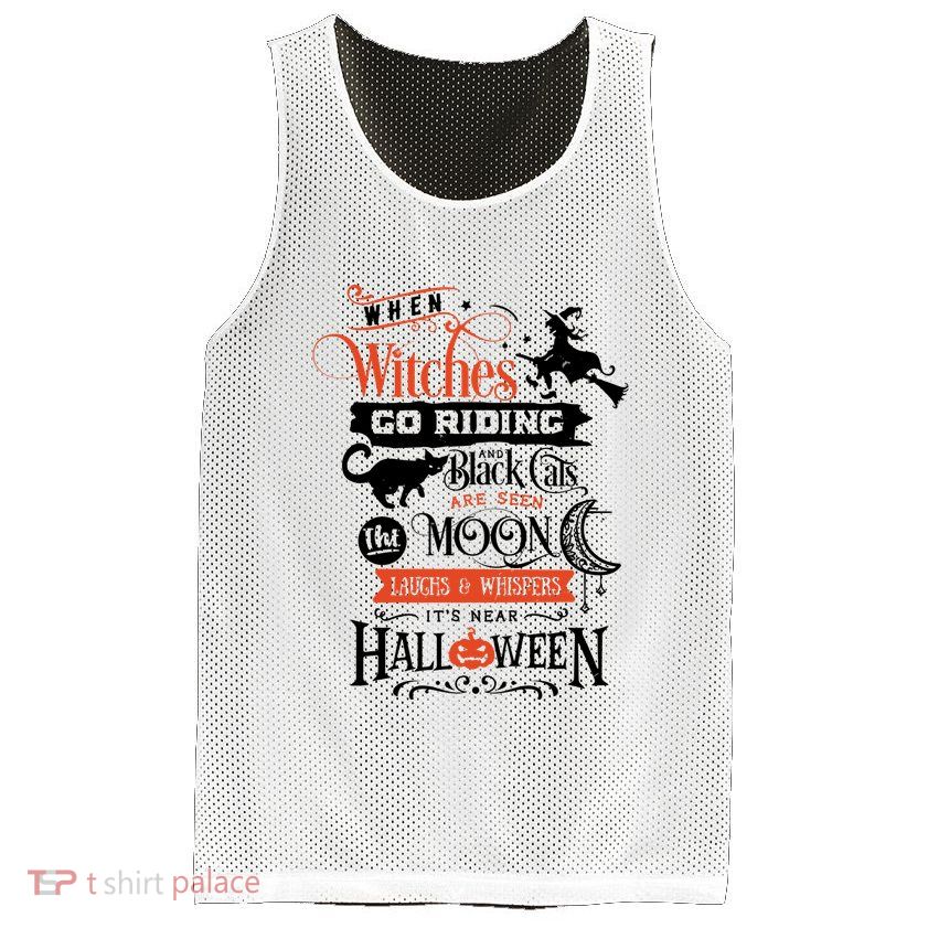 Its Near Halloween Witches Go Riding Festive Mesh Reversible Basketball Jersey Tank