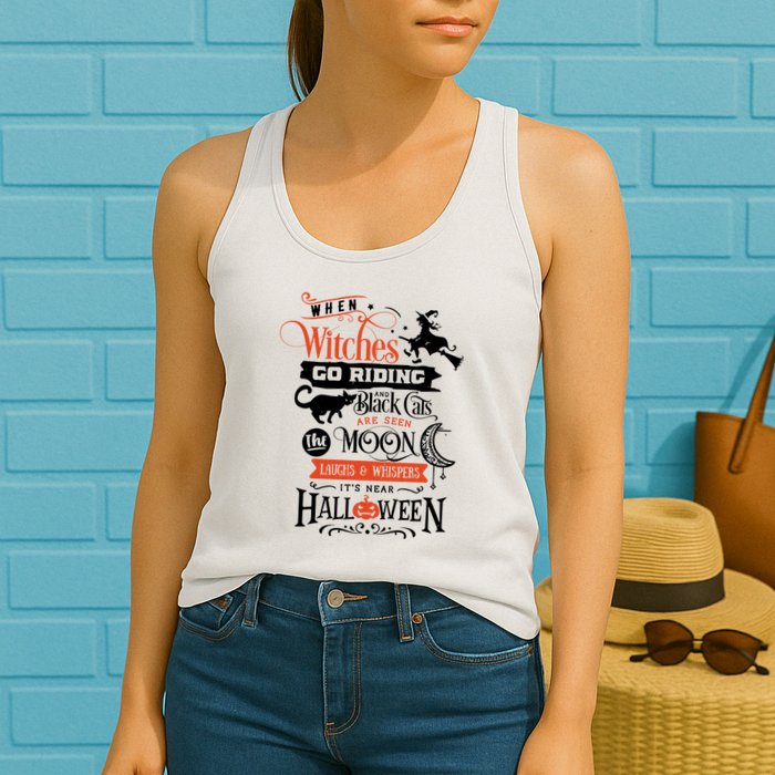 Its Near Halloween Witches Go Riding Festive Womens Tank Top