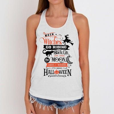 Its Near Halloween Witches Go Riding Festive Women's Knotted Racerback Tank