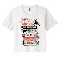 Its Near Halloween Witches Go Riding Festive Women's Crop Top Tee