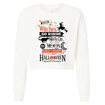 Its Near Halloween Witches Go Riding Festive Cropped Pullover Crew