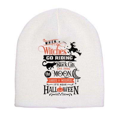Its Near Halloween Witches Go Riding Festive Short Acrylic Beanie