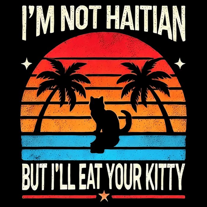 IM Not Haitian But ILl Eat Your Kitty Retro Sunset Design Apron