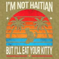 IM Not Haitian But ILl Eat Your Kitty Retro Sunset Design Garment-Dyed Women's Muscle Tee