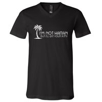 IM Not Haitian But ILl Eat Your Kitty Coconut Tree V-Neck T-Shirt