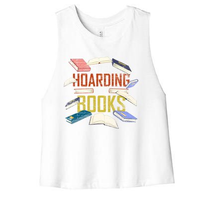 Its Not Hoarding If Its Books Reader Bookworm Funny Hoarding Gift Women's Racerback Cropped Tank