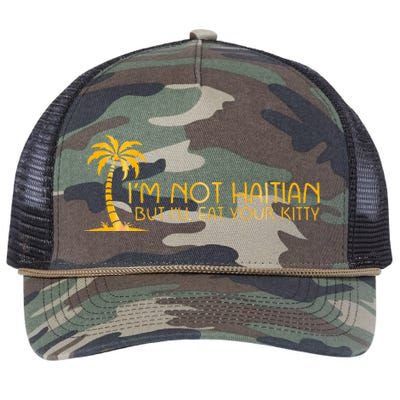 IM Not Haitian But ILl Eat Your Kitty Retro Rope Trucker Hat Cap