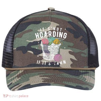 Its Not Hoarding If Its Yarn Crocheter Gift Knitters Retro Rope Trucker Hat Cap