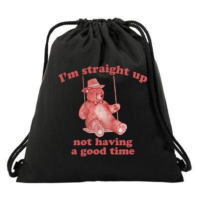 I'm Not Having A Good Time Bear Meme – Funny Bear, Relatable Humor Drawstring Bag